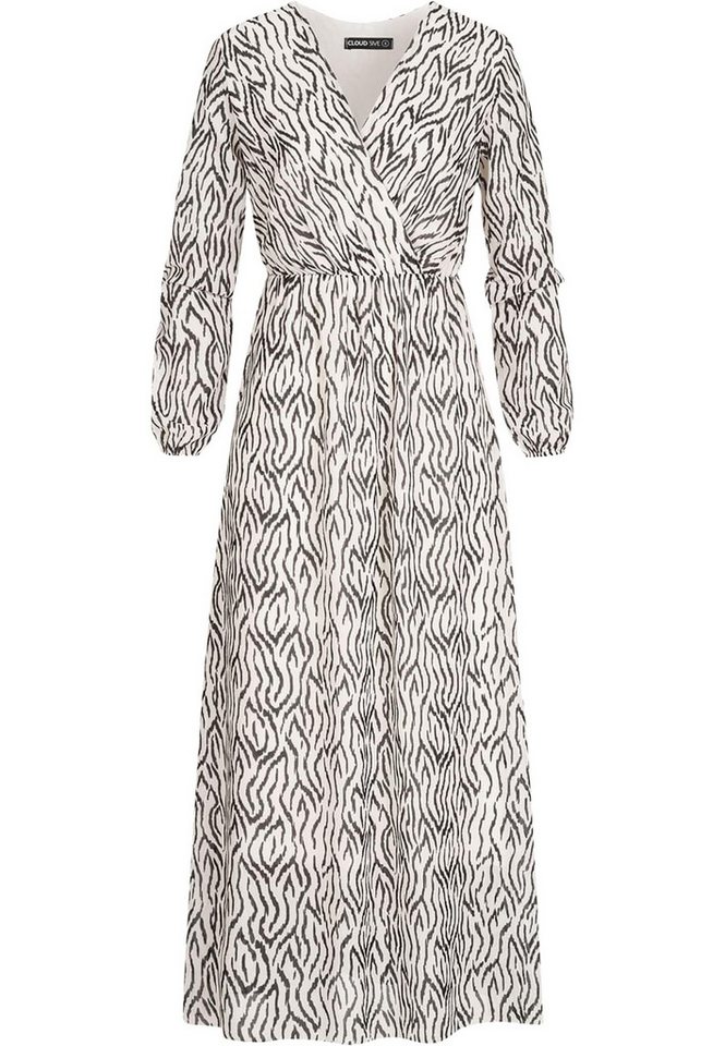 CLOUD 5IVE Shirtkleid CLOUD 5IVE Langed Chiffon Kleid V-Neck Viskoseeinsatz (1-tlg) von CLOUD 5IVE