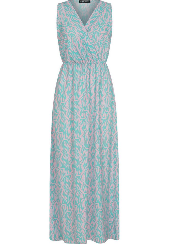 CLOUD 5IVE Shirtkleid CLOUD 5IVE Maxi Kleid in Wickeloptik mit All Over Print (1-tlg) von CLOUD 5IVE