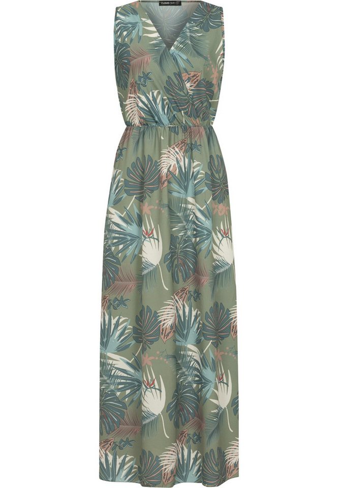 CLOUD 5IVE Shirtkleid CLOUD 5IVE Maxi Kleid in Wickeloptik mit Tropical All Over Print (1-tlg) von CLOUD 5IVE