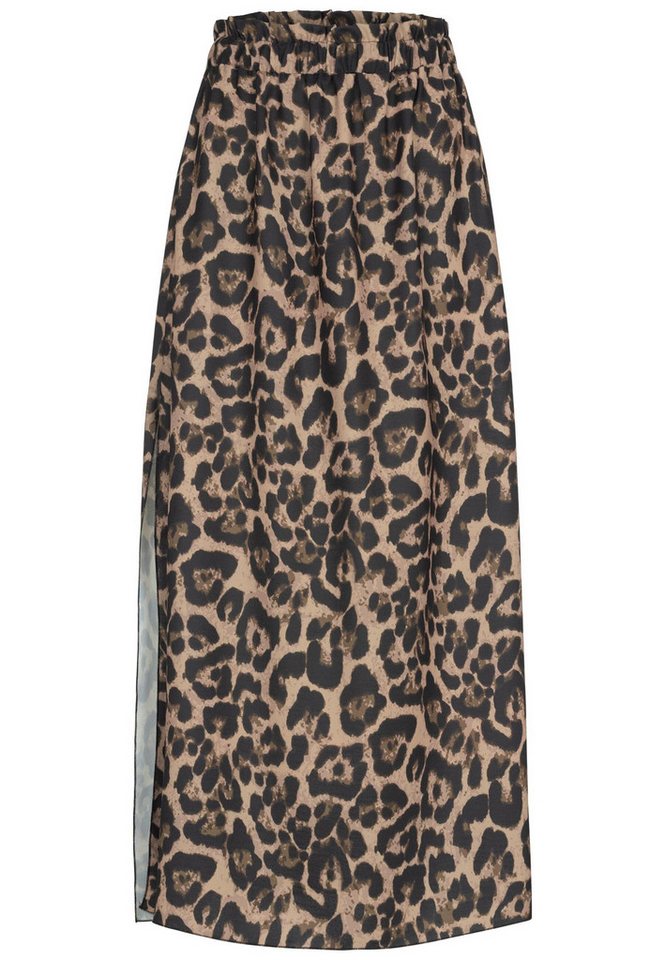 CLOUD 5IVE Sommerrock CLOUD 5IVE Maxi Skirt with side slit and leo print (1-tlg) von CLOUD 5IVE