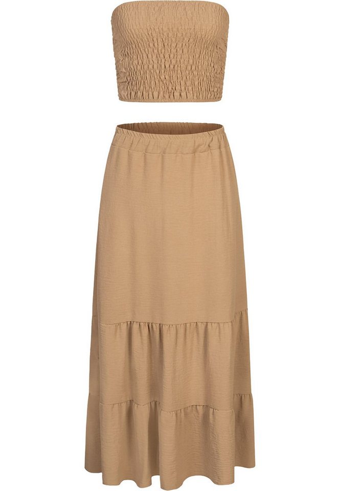 CLOUD 5IVE Sommerrock CLOUD 5IVE Musselin Longform Stufenrock und Bandeau Top (1-tlg) von CLOUD 5IVE