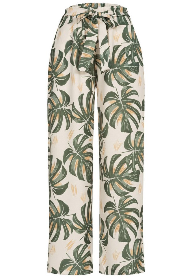 CLOUD 5IVE Stoffhose CLOUD 5IVE Summer Pants with palm print and tie belt (1-tlg) von CLOUD 5IVE