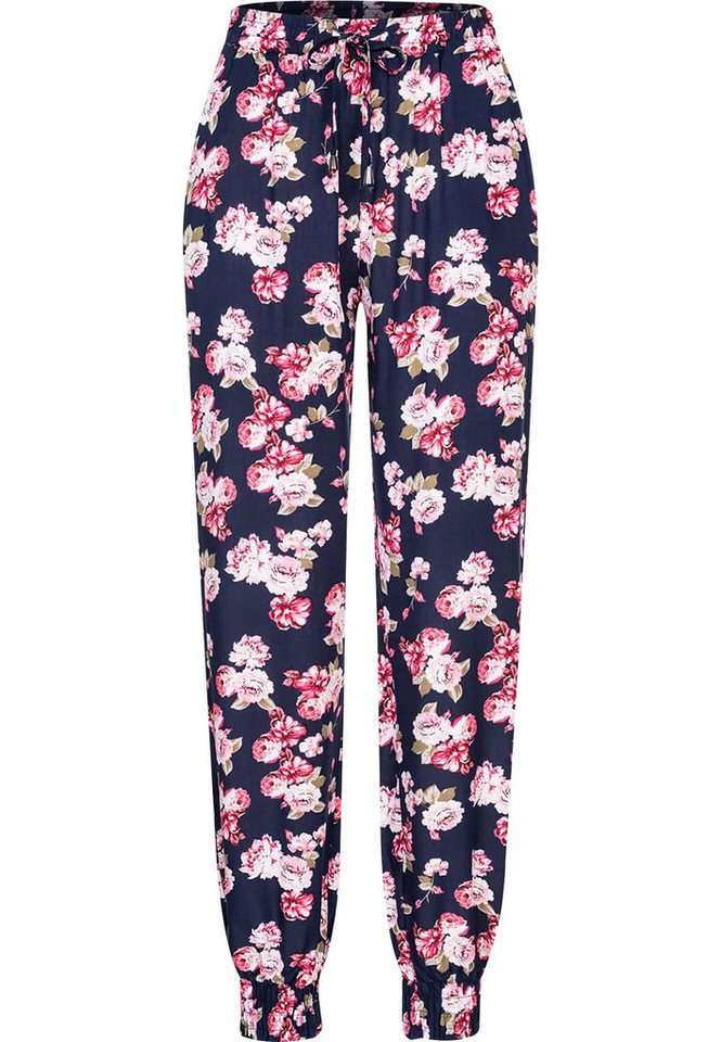 CLOUD 5IVE Stoffhose CLOUD 5IVE Viskose Hose mit Bündchen 2-Pockets & Blumen Print (1-tlg) von CLOUD 5IVE