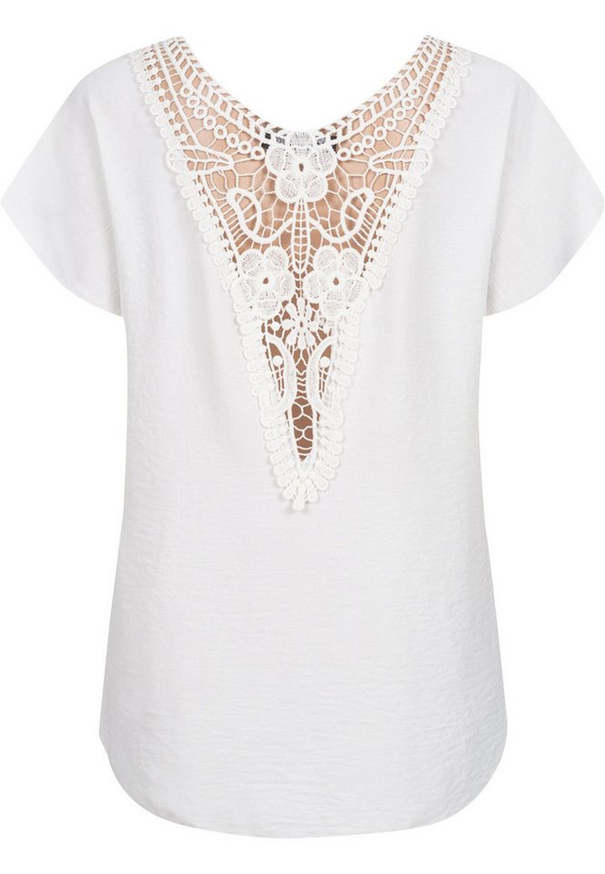 CLOUD 5IVE T-Shirt CLOUD 5IVE Cloud5ive Damen Musselin Top mit Spitzenbesatz hinten (1-tlg) von CLOUD 5IVE