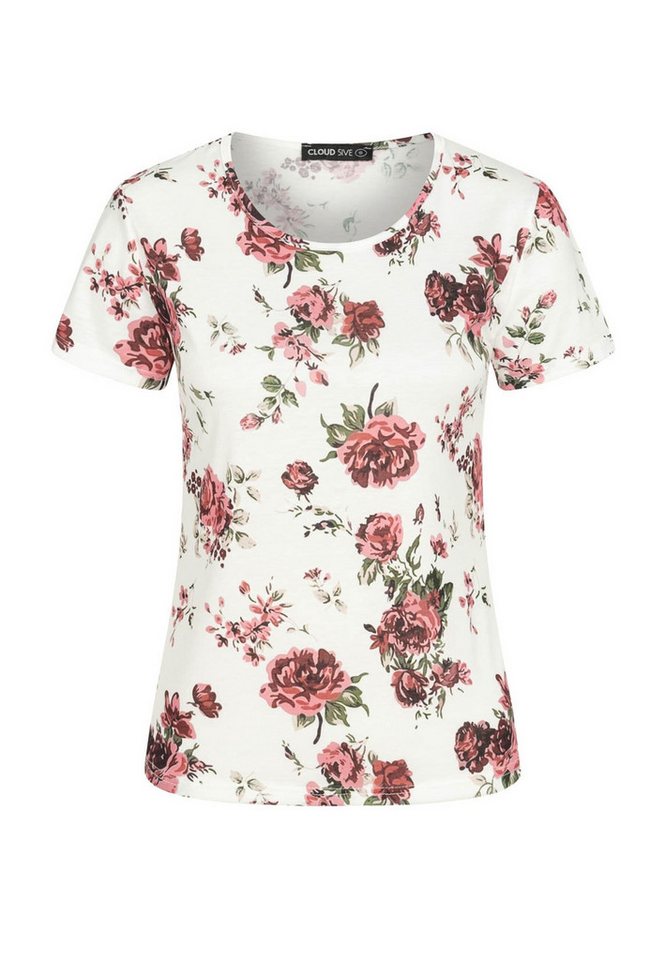 CLOUD 5IVE T-Shirt CLOUD 5IVE T-Shirt mit Blumenprint und Rundhals (1-tlg) von CLOUD 5IVE