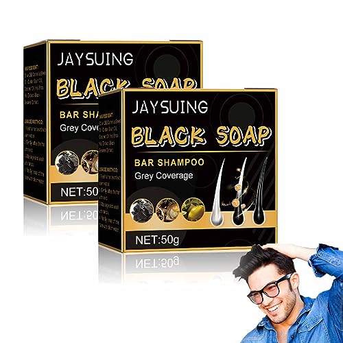 2/3/5PCS Jaysuing Black Hair Soap, Jaysuing Black Soap, Grey Gone Soap, Grey Gone Soap, Haarverdunkelungsseife, Black Coverage Soap für Männer und Frauen (2pcs) von CLOUDEMO