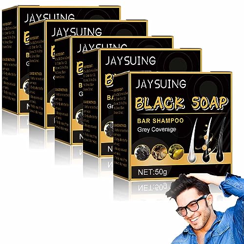 2/3/5PCS Jaysuing Black Hair Soap, Jaysuing Black Soap, Grey Gone Soap, Grey Gone Soap, Haarverdunkelungsseife, Black Coverage Soap für Männer und Frauen (5pcs) von CLOUDEMO