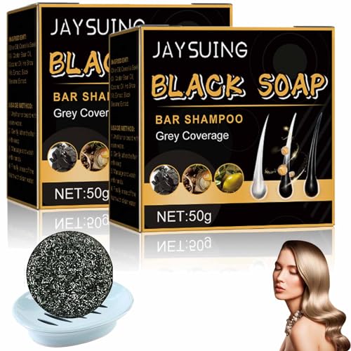 Black Soap,Gray Reverse Shampoo Bar, Black Soap Grey Coverage Bar Shampoo, Hair Darkening Shampoo Soap, Cover Bar Soap For Gray Hair for Men Women,Black Soap Grey Coverage Shampoo (2pcs) von CLOUDEMO