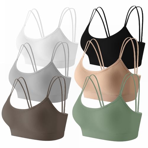 CLOUSPO Damen Bralette Doppelte Spaghettiträge Bustier Damen Seamless BH ohne Bügel Sport BH Schlaf BH Set von CLOUSPO