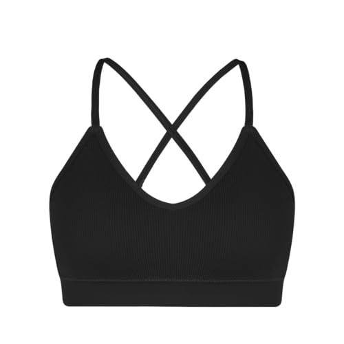 CLOUSPO Damen Bralette Doppelte Spaghettiträge Bustier Damen Seamless BH ohne Bügel Sport BH Schlaf BH Set von CLOUSPO