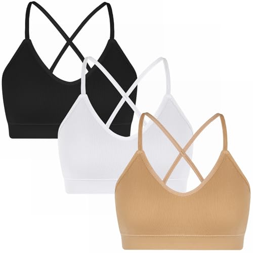 CLOUSPO Damen Bralette Doppelte Spaghettiträge Bustier Damen Seamless BH ohne Bügel Sport BH Schlaf BH Set von CLOUSPO