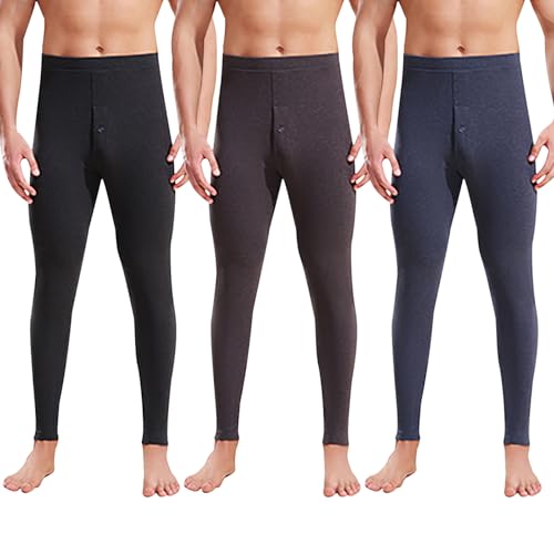 CLOUSPO Lange Unterhosen Herren mit Eingriff Thermounterwäsche Winter Bequeme Warme Unterhosen Männer lang Thermohose Leggings Thermo skiunterwäsche von CLOUSPO