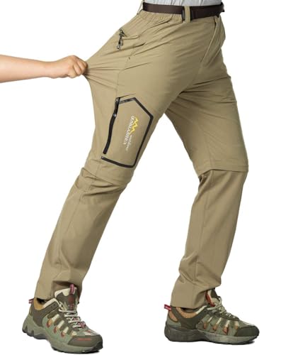 CLOUSPO Outdoor Hose Herren Zwei Teile zerlegbar Sonnenschutz Schnell Trocknend Wanderhose Funktionshose mit Gürtel (DE/NL/SE/PL, Alphanumerisch, L, Regular, Regular, Khaki) von CLOUSPO