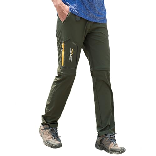 CLOUSPO Outdoor Hose Herren Zwei Teile zerlegbar Sonnenschutz Schnell Trocknend Wanderhose Funktionshose mit Gürtel (DE/NL/SE/PL, Alphanumerisch, M, Regular, Regular, Grün) von CLOUSPO