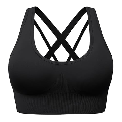 CLOUSPO Sport BH Damen ohne Bügel Push Up BH Set Starker Halt Cross Back Sportunterwäsche Gym Bustier Gepolstert Seamless Bralette für Yoga Fitness Pilates von CLOUSPO