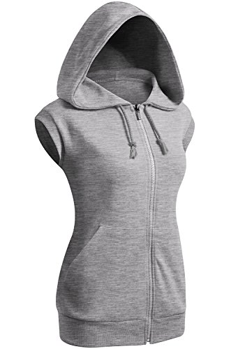 CLOVERY Damen Ärmellose Hoodies Basic Hoodie Zip Up von CLOVERY