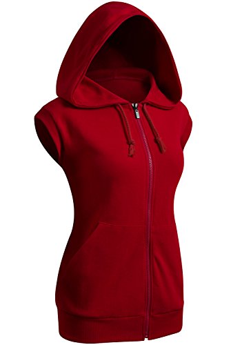 CLOVERY Damen Ärmellose Hoodies Basic Hoodie Zip Up von CLOVERY