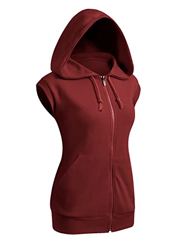 CLOVERY Damen Ärmellose Hoodies Basic Hoodie Zip Up von CLOVERY