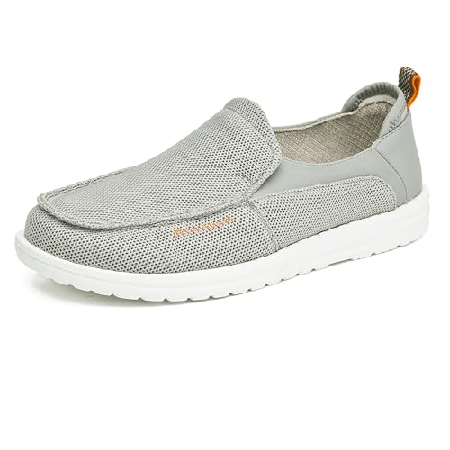 CLOWSE Herren Slip On Bootsschuhe Casual Loafers Barfuß Slip-ons für Männer Atmungsaktiv Leichte Wanderschuhe Hände frei, GRAU, 43 EU von CLOWSE