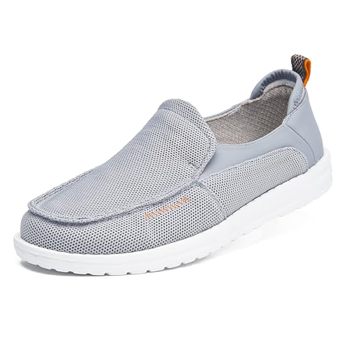 CLOWSE Herren Slip On Bootsschuhe Casual Loafers Barfuß Slip-ons für Männer Atmungsaktiv Leichte Wanderschuhe Hände frei, GRAU, 44 EU von CLOWSE