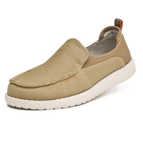 CLOWSE Herren Slip On Bootsschuhe Casual Loafers Barfuß Slip-ons für Männer Atmungsaktiv Leichte Wanderschuhe Hände frei, Hellbraun, 42.5 EU von CLOWSE