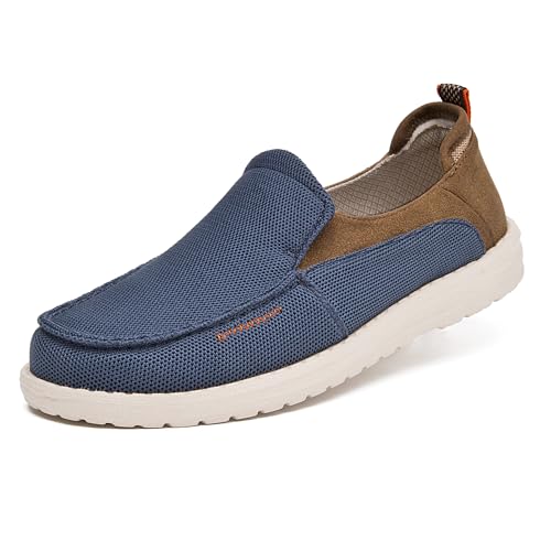 CLOWSE Herren Slip On Bootsschuhe Casual Loafers Barfuß Slip-ons für Männer Atmungsaktiv Leichte Wanderschuhe Hände frei, Marineblau, 46 EU von CLOWSE