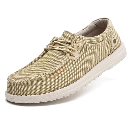Herren-Schlupfschuhe aus Segeltuch, lässig, freihändig, atmungsaktiv, Stretch, einfaches Gehen, Slip-Ons, leicht, weich, Hellbraun, 40 EU von CLOWSE
