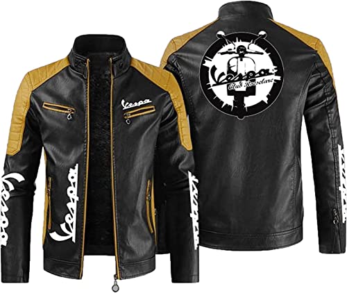CLOZAM Herren Lederjacke, PU Jacken Motorradjacke Reißverschluss Sweatshirts Dicker Warmer Mantel-A||L von CLOZAM