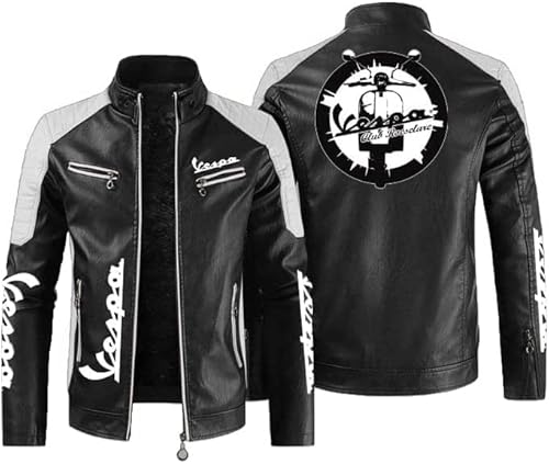 CLOZAM Herren Lederjacke, PU Jacken Motorradjacke Reißverschluss Sweatshirts Dicker Warmer Mantel-B||L von CLOZAM