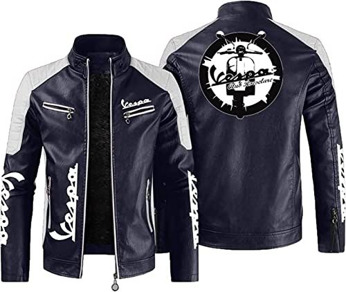 CLOZAM Herren Lederjacke, PU Jacken Motorradjacke Reißverschluss Sweatshirts Dicker Warmer Mantel-C||2XL von CLOZAM