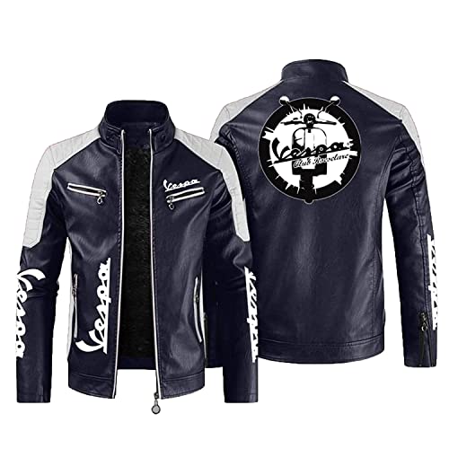 CLOZAM Herren Lederjacke, PU Jacken Motorradjacke Reißverschluss Sweatshirts Dicker Warmer Mantel-C||XL von CLOZAM