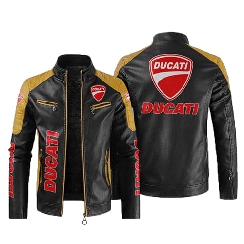 CLOZAM Herren Lederjacke PU Jacke Motorradjacke Stehkragen Reißverschluss Sweatshirt Dicker Warmer Mantel - Teenage Gifts-H||5XL von CLOZAM