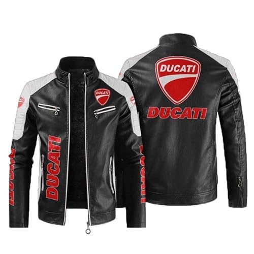 CLOZAM Herren Lederjacke PU Jacke Motorradjacke Stehkragen Reißverschluss Sweatshirt Dicker Warmer Mantel - Teenage Gifts-A||2XL von CLOZAM