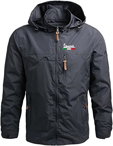 CLOZAM Männer wasserdichte Jacke Sweatshirt - Hoodies Jacken Abnehmbare Mütze Full Zip Mäntel Tops mit Taschen-D||5XL von CLOZAM