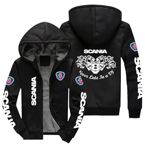 CLOZAM Herren Hoodie für Scania - Dicke Fleece-Gefütterte Kapuzenjacke, Warmer Wintermantel - A||4XL von CLOZAM