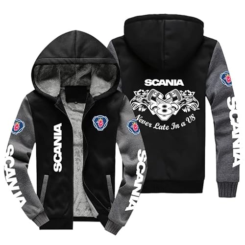 CLOZAM Mens Hoodie Jacket Sweater for Scania Thick Fleece Lined Hooded Jacket Coats Mens Winter Hooded Jacket Warm Fleece-B||XL von CLOZAM