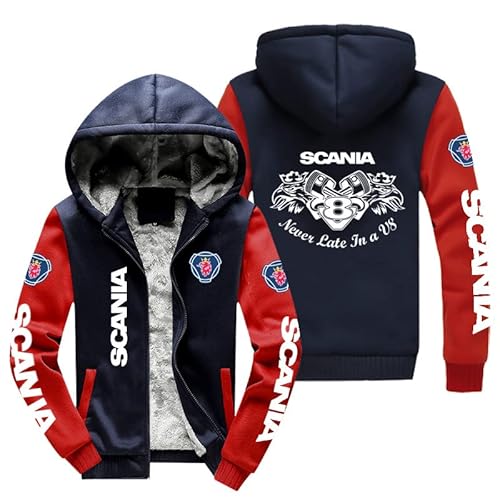 CLOZAM Mens Hoodie Jacket Sweater for Scania Thick Fleece Lined Hooded Jacket Coats Mens Winter Hooded Jacket Warm Fleece-E||3XL von CLOZAM