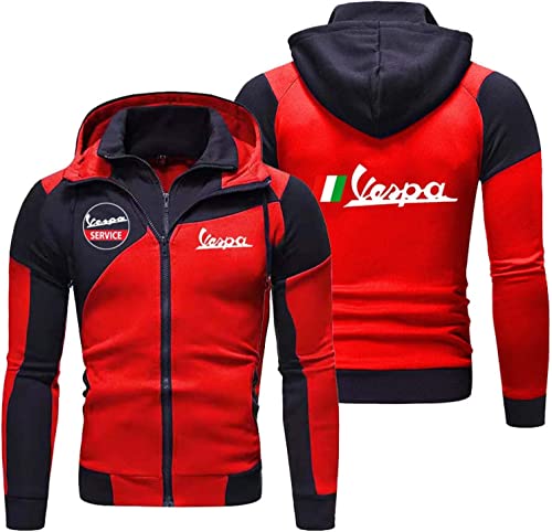 Herren Kapuzenpullover Jacke für Servizio Vespa Druck Casual Doppelreißverschluss Hoodie Langarm Sweatshirt Sport Kapuzenoberteile Outdoor Cardigan Coat-C||M von CLOZAM