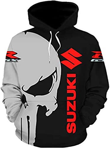 Unisex Hoodies Pull Over Sweatshirts 3D für S.u.z.u.k.i Print Hooded Tops Casual Langarm Motorrad Hoodie Sport Pullover mit Taschen-B||XXL von CLOZAM