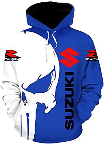 Unisex Hoodies Pull Over Sweatshirts 3D für S.u.z.u.k.i Print Hooded Tops Casual Langarm Motorrad Hoodie Sport Pullover mit Taschen-D||XL von CLOZAM