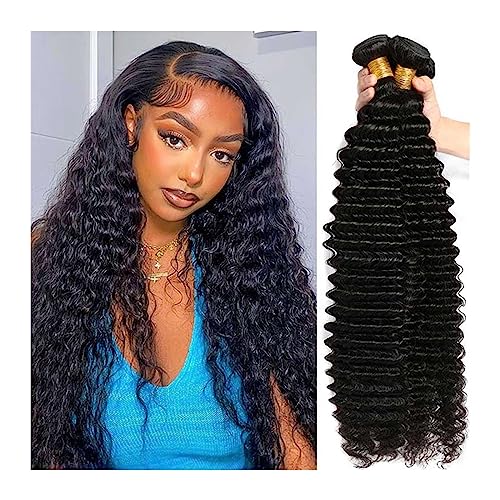 Haarverlängerungen 10A tiefe Welle brasilianische Remy Haarbündel 1/3/4 natürliche Farbe 100% Wasserwelle lockige Menschenhaarverlängerung for Frauen Echthaarbündel(10 12 14 16) von CLQYXRMVC