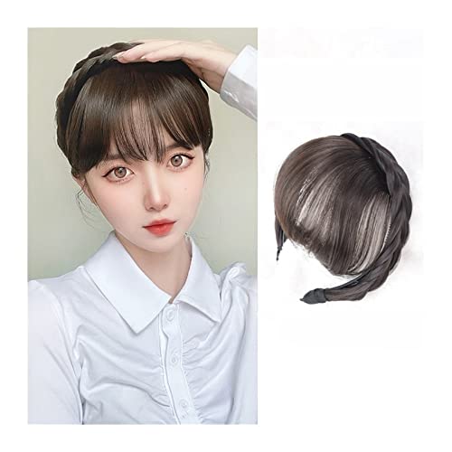 Pony Bang-Haarbänder, vorderes Haar, Pony, Fransen, Haarverlängerungen, synthetische künstliche Pony-Haare, ordentliche Fransen-Ponys mit zweireihigen Zöpfen, Stirnband for Frauen und Mädchen Pony Haa von CLQYXRMVC
