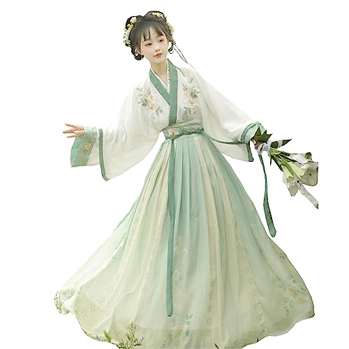 Hanfu Altes Chinesisches Traditionelles Hanfu-Kleid Eleganter Taillenrock Elegantes Prinzessinnenkleid Studententanzkostüm (Color : Green, Größe : XL) von CLSMD