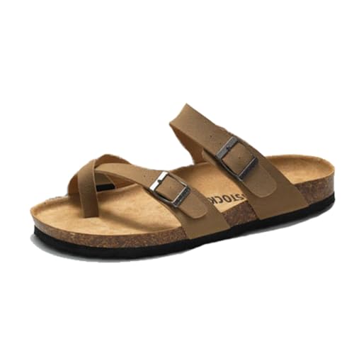 Bequeme Orthopädische Hausschuhe Mit Offener Zehenpartie Atmungsaktive Herren-Sandalen Aus Kork Zur Ballenkorrektur Mit Verstellbarem Metallschnallenriemen, Sommer-Flip-Flops, Für Väter(Camel,41 EU) Bequeme Orthopädische Hausschuhe Mit Offener Zehenpartie Atmungsaktive Herren-Sandalen Aus Kork Zur Ballenkorrektur Mit Verstellbarem Metallschnallenriemen, Sommer-Flip-Flops, Für Väter(Camel,41 EU) von CLSQLXYJZC
