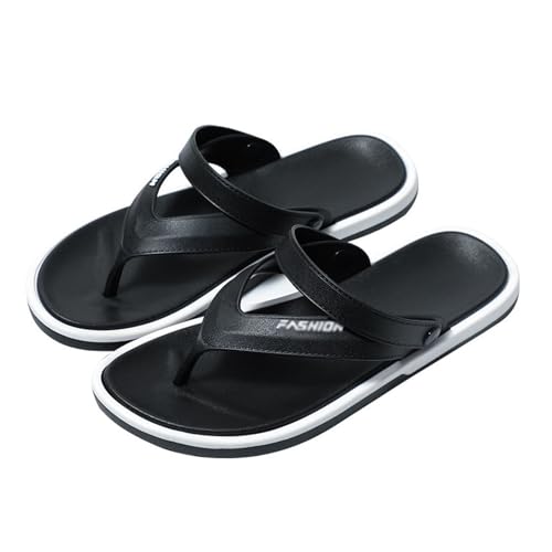 CLSQLXYJZC Atmungsaktive Herren-Strandsandalen Mit Offener Zehenpartie Und Fußgewölbeunterstützung, Stylische Rutschfeste Flip-Flops Mit Clip-Zehenpartie Und Weichem(Black,42 EU) von CLSQLXYJZC