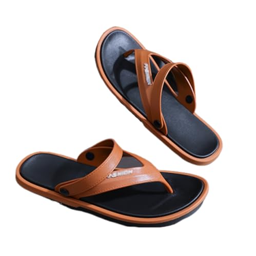 CLSQLXYJZC Atmungsaktive Herren-Strandsandalen Mit Offener Zehenpartie Und Fußgewölbeunterstützung, Stylische Rutschfeste Flip-Flops Mit Clip-Zehenpartie Und Weichem(Khaki,42 EU) von CLSQLXYJZC