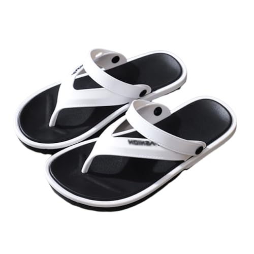CLSQLXYJZC Atmungsaktive Herren-Strandsandalen Mit Offener Zehenpartie Und Fußgewölbeunterstützung, Stylische Rutschfeste Flip-Flops Mit Clip-Zehenpartie Und Weichem(White,44 EU) von CLSQLXYJZC
