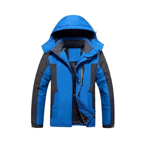 CLSQLXYJZC Outdoor Winddichte Jacke, Winter wasserdichtes Fleece-Futter Softshell Leichte Wander-Bergjacke, für lässige abnehmbare Kapuzen-Jagd-Angel-Jacken(Blue,8XL) von CLSQLXYJZC