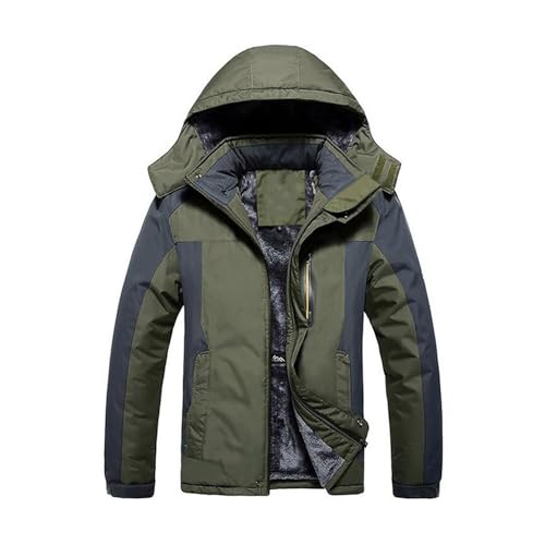 CLSQLXYJZC Outdoor Winddichte Jacke, Winter wasserdichtes Fleece-Futter Softshell Leichte Wander-Bergjacke, für lässige abnehmbare Kapuzen-Jagd-Angel-Jacken(Green,8XL) von CLSQLXYJZC