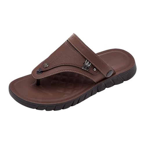 CLSQLXYJZC Rutschfeste Herren-Flip-Flops Mit Korrekturfunktion, Herren-Outdoor-Strandsandalen Mit Offener Zehenpartie Und Fußgewölbeunterstützung, Atmungsaktive Sommersandalen(Dark brown,45 EU) von CLSQLXYJZC